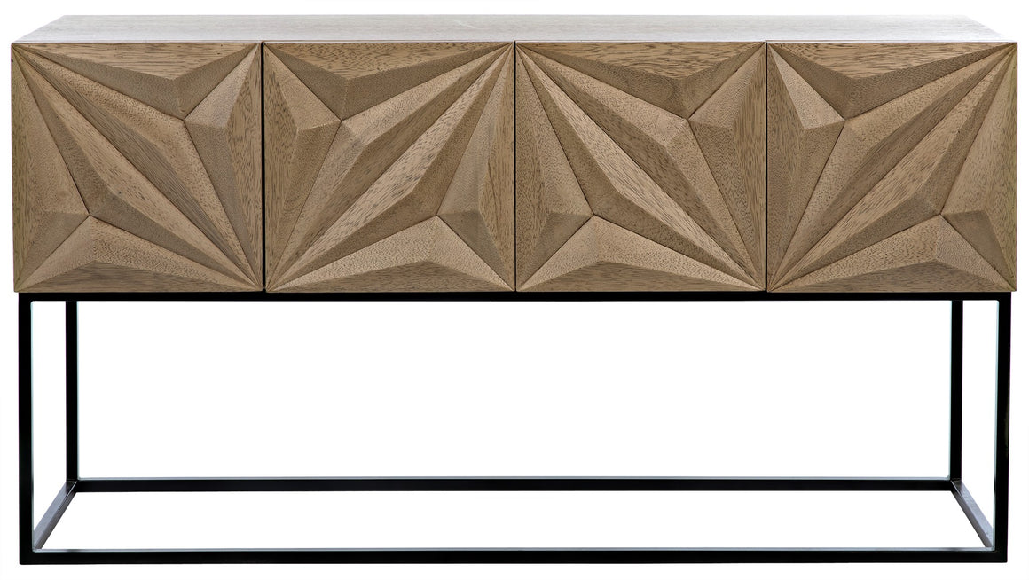 Noir Zurich Console - Bleached Walnut & Metal