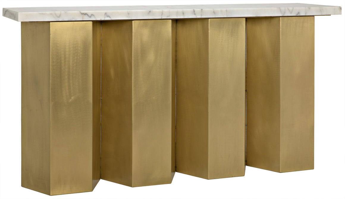 Noir Shilo Console - Metal and White Stone