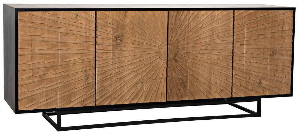 Noir Ra Sideboard - Hand Rubbed Black with Teak