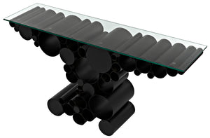 Paradox Console - Black Metal with Glass Top
