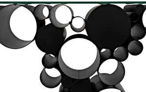 Paradox Console - Black Metal with Glass Top