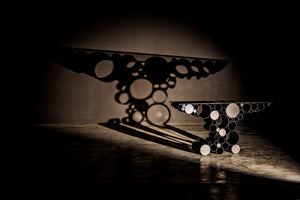 Paradox Console - Black Metal with Glass Top