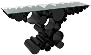 Paradox Console - Black Metal with Glass Top