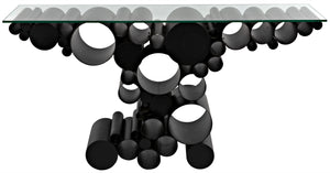 Paradox Console - Black Metal with Glass Top