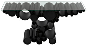 Paradox Console - Black Metal with Glass Top