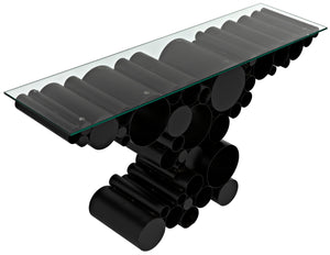 Paradox Console - Black Metal with Glass Top
