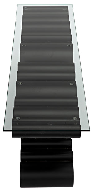 Paradox Console - Black Metal with Glass Top