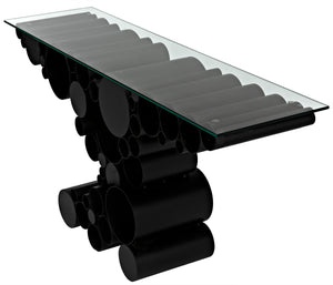 Paradox Console - Black Metal with Glass Top