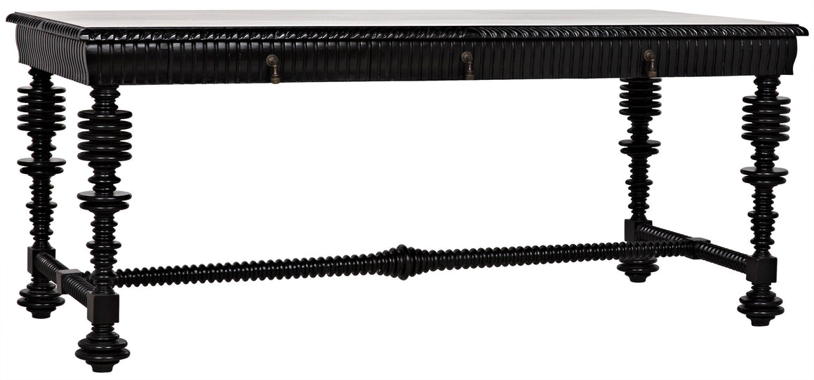 Noir Portuguese Desk - Hand Rubbed Black