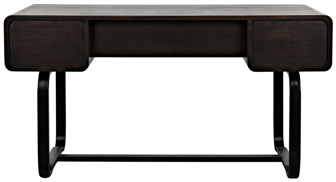 Voltes Desk - Ebony Walnut - Black Metal