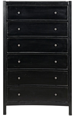 Noir Hampton 6 Drawer Tall Dresser - Black