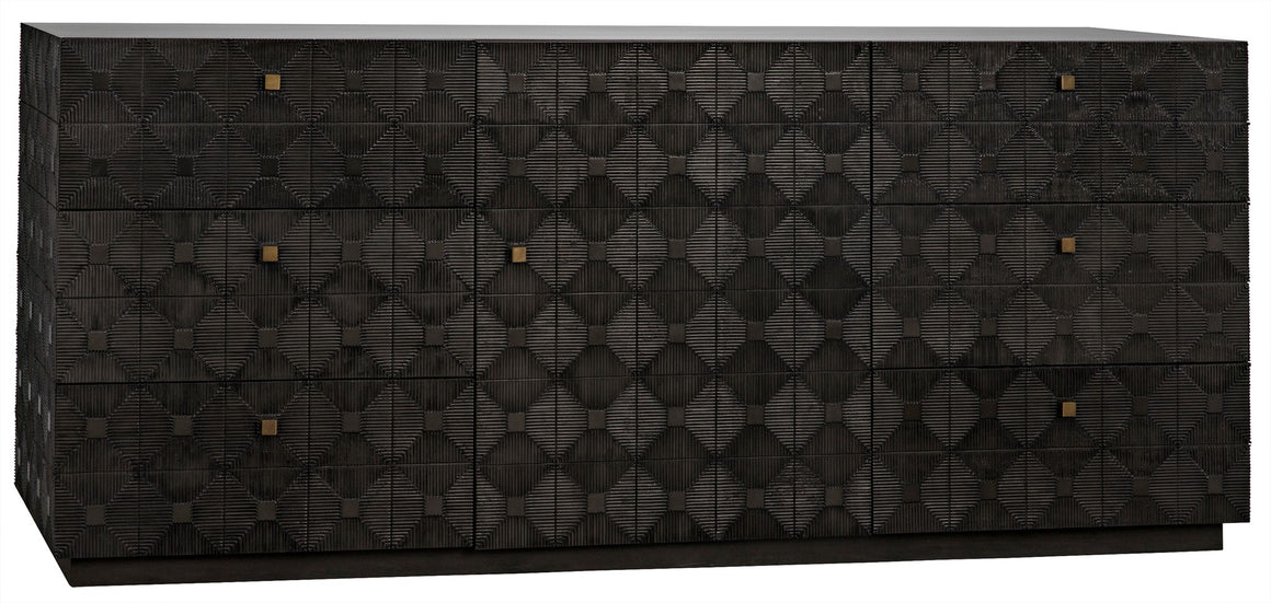 Noir Leon Carved Cabinet - Pale Charcoal Brown