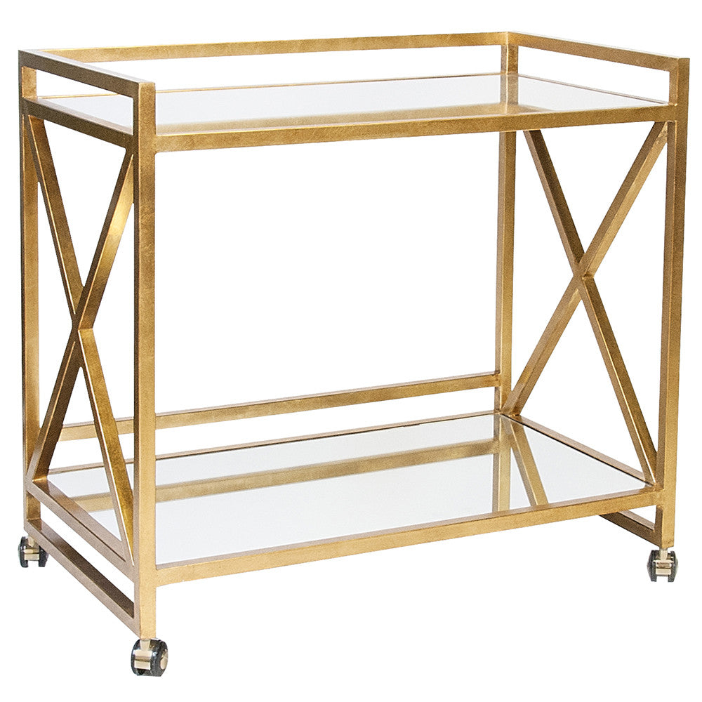 Worlds Away X-Frame Gerard Bar Cart – Gold Leaf