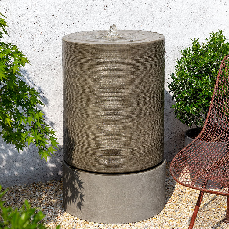 Large Cylinder Fountain - Alpine Stone (Additional Patinas Available)