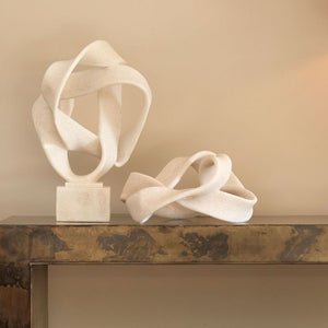 Intertwined Object on Stand in Off White Resin