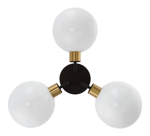 Gigi 3 Light Black & Aged Brass Ceiling Mount