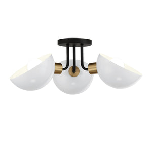 Gigi 3 Light Black & Aged Brass Ceiling Mount