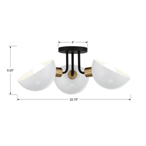 Gigi 3 Light Black & Aged Brass Ceiling Mount