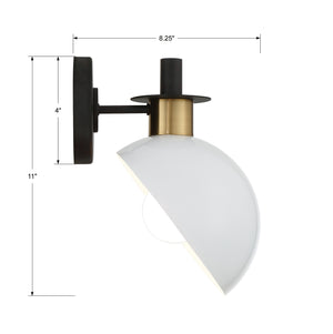 Gigi 1 Light Black & Aged Brass Wall Mount