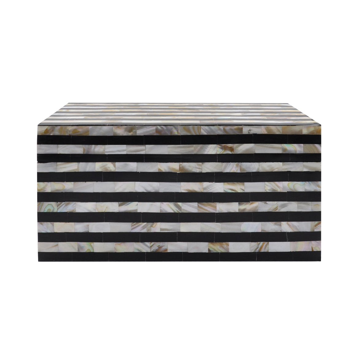 Worlds Away Gigi Decorative Box in Black Resin and Faux Mother of Pearl