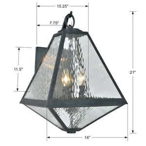 Brian Patrick Flynn for Crystorama Glacier Outdoor 3 Light Black Charcoal Wall Mount