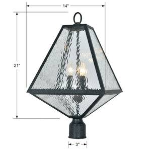 Brian Patrick Flynn for Crystorama Glacier Outdoor 3 Light Black Charcoal Large Post