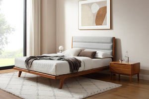 Mercury Upholstered Eastern King Platform Bed,  Amber