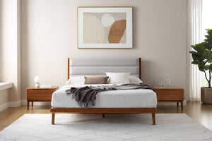 Mercury Upholstered Eastern King Platform Bed,  Amber