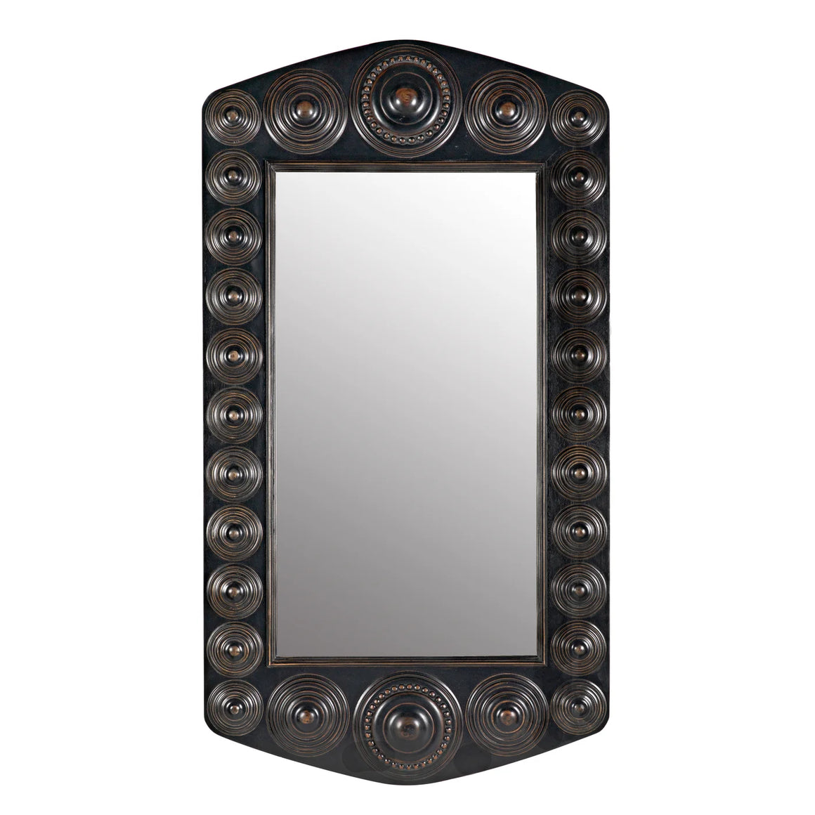 Nanna Mirror, Hand Rubbed Black with Light Brown Trim