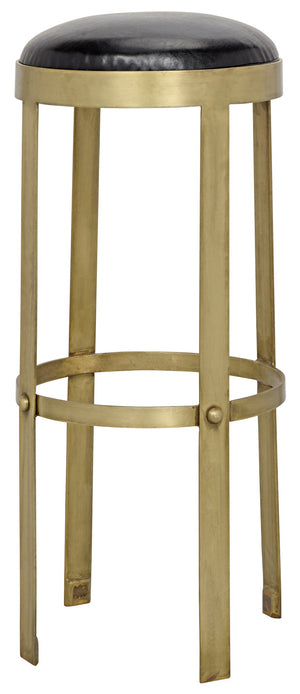 Noir Prince Stool with Leather - Brass Finish