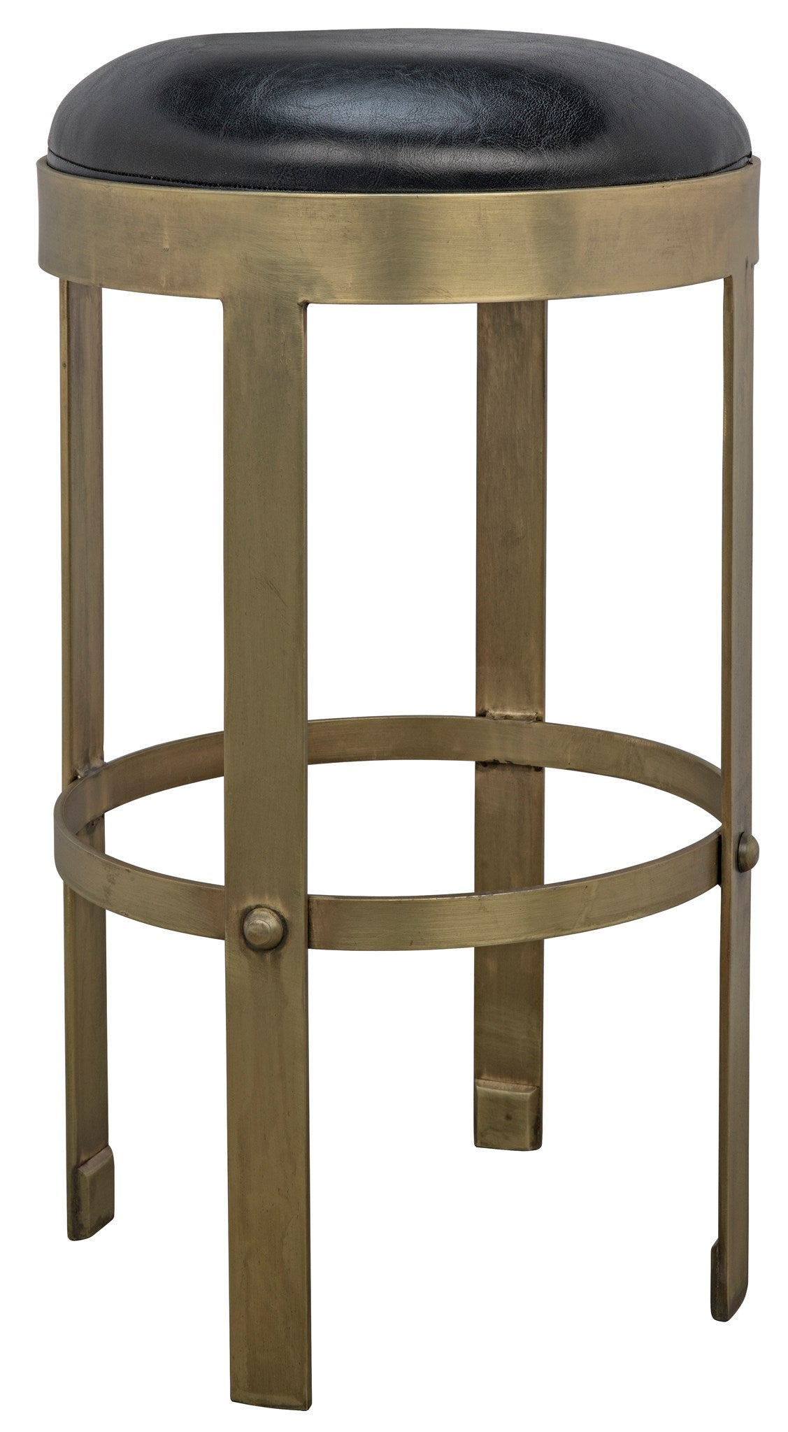 Noir Prince Counter Stool with Leather - Brass Finish