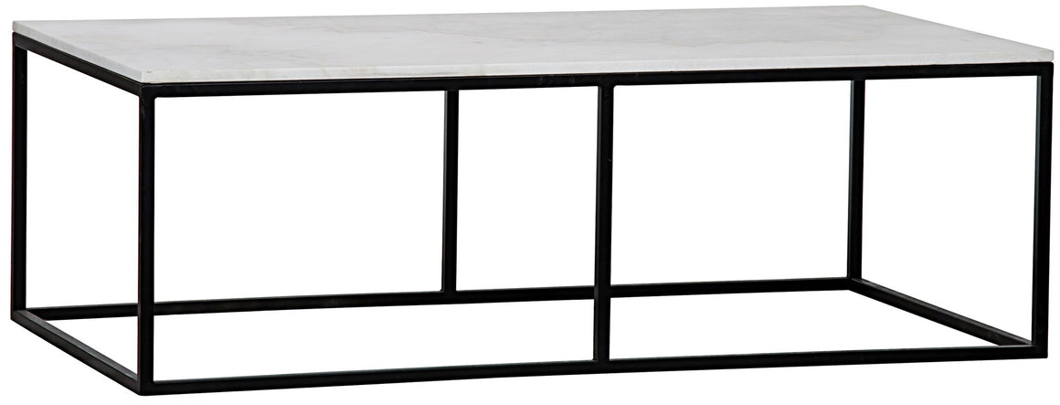 Noir Lois Coffee Table - White Stone and Black Metal