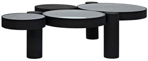 Noir Trypo Black Metal Coffee Table with Glass & Marble