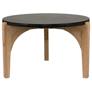 Noir Confucius Wood Coffee Table - Black Marble Top