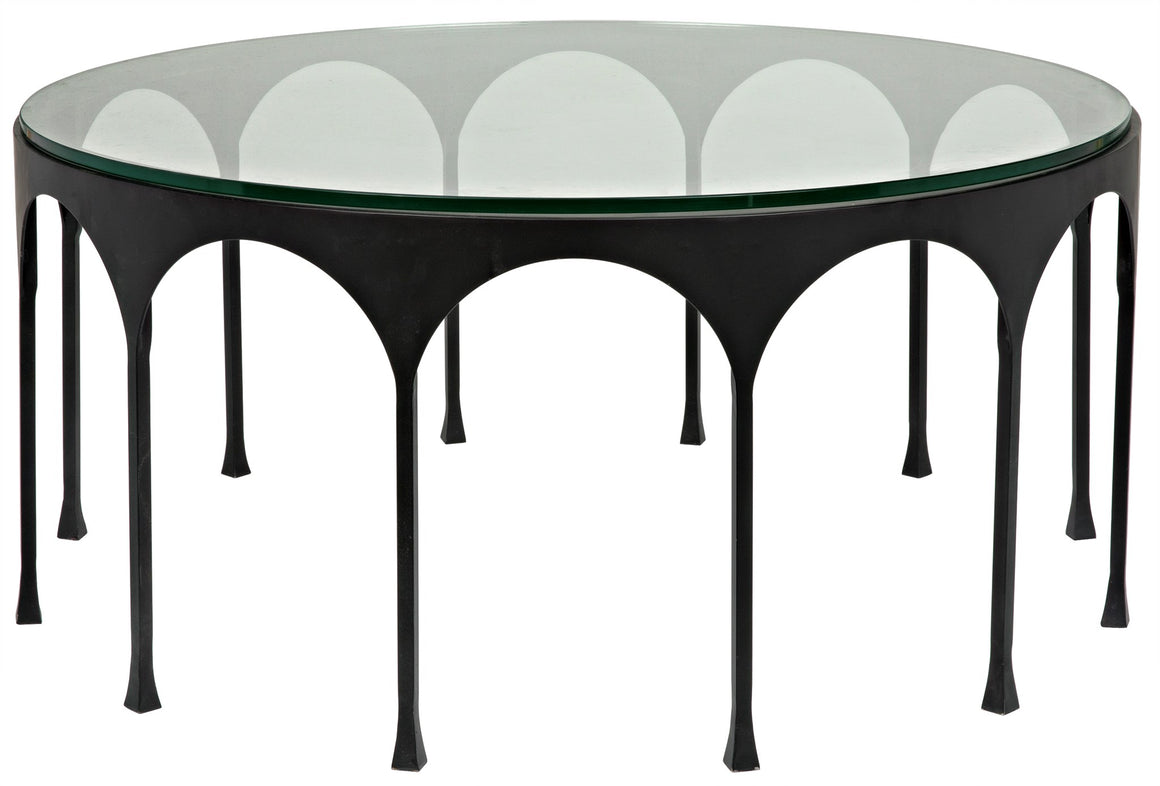 Noir Achille Round Coffee Table - Black