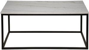 Noir Manning Coffee Table - Black Metal with Quartz Top