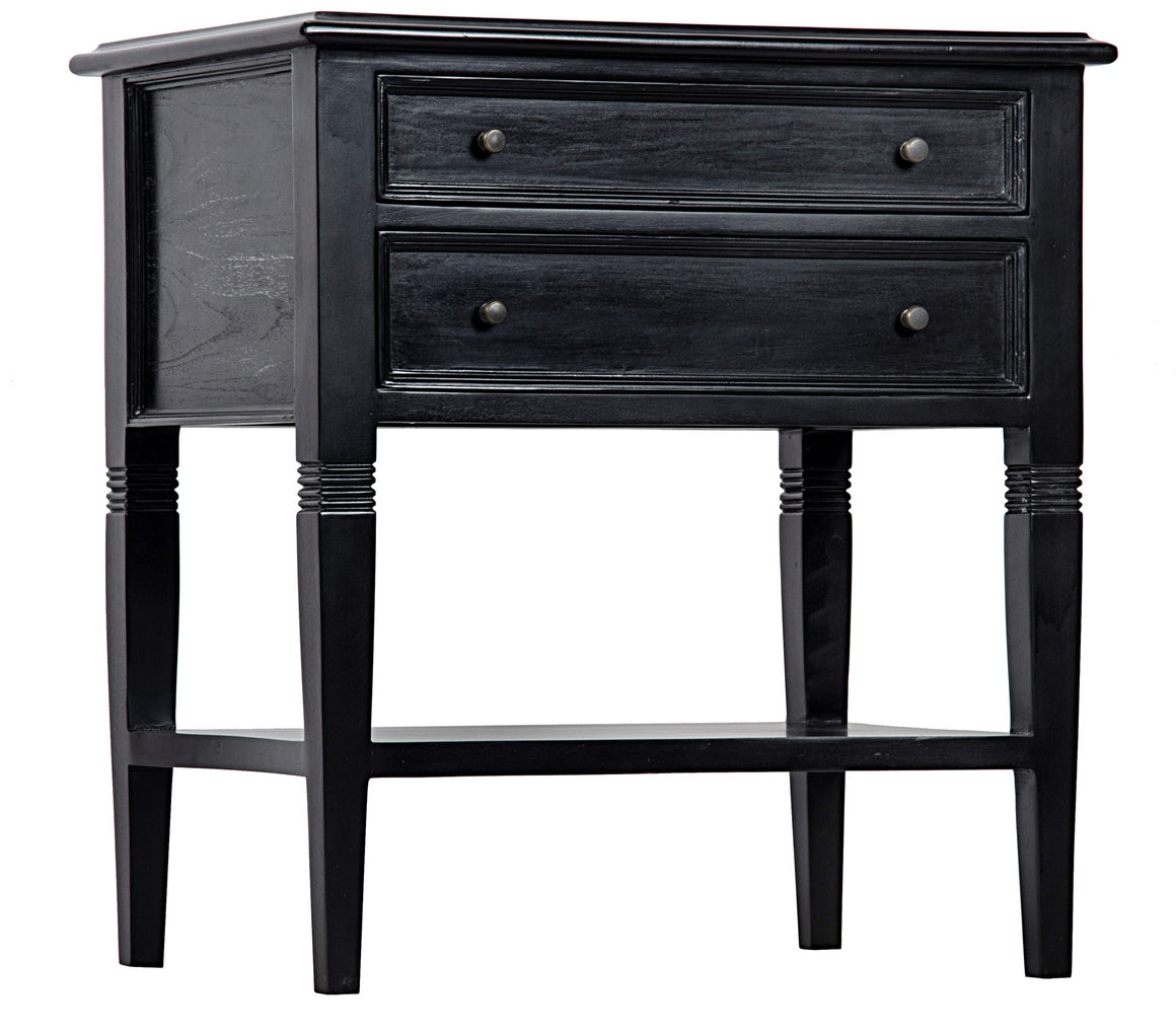 Noir Oxford 2-Drawer Side Table - Hand Rubbed Black