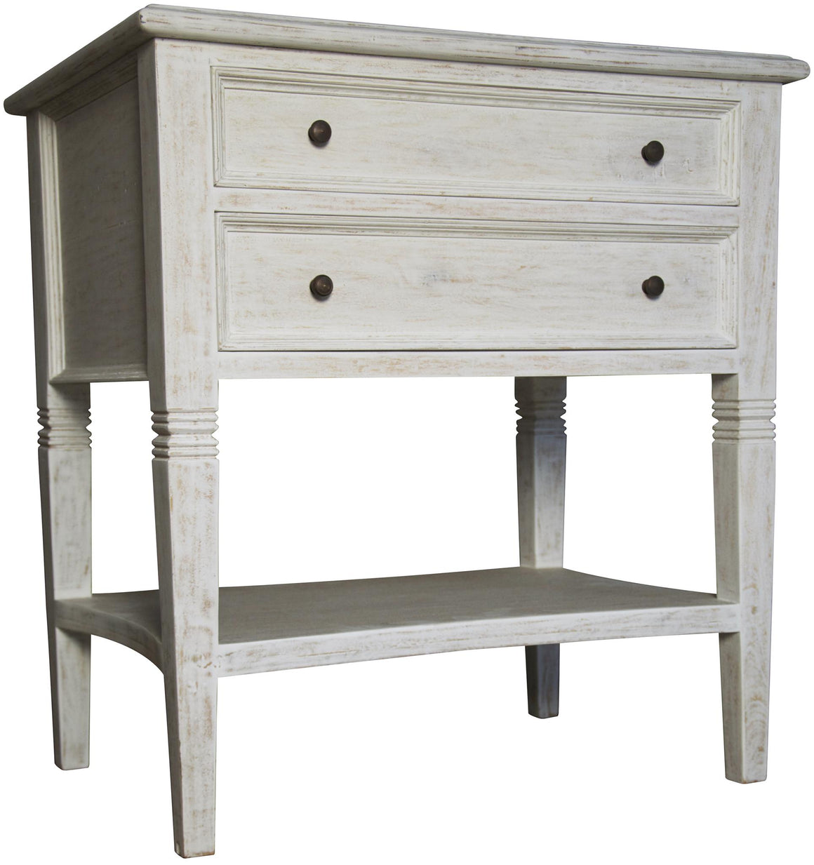 Noir Oxford 2-Drawer Side Table - White Wash