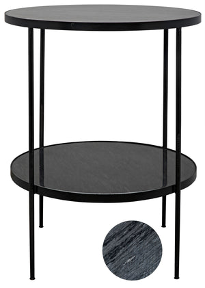 Noir Rivoli Side Table - Black Metal with Marble