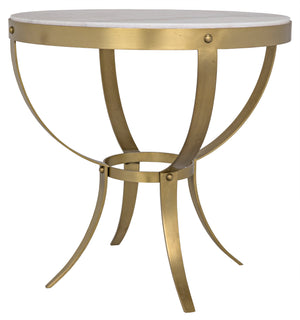 Noir Byron Side Table - Antique Brass and Stone