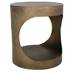 Eclipse Round Side Table, Metal with Aged Brass Finish