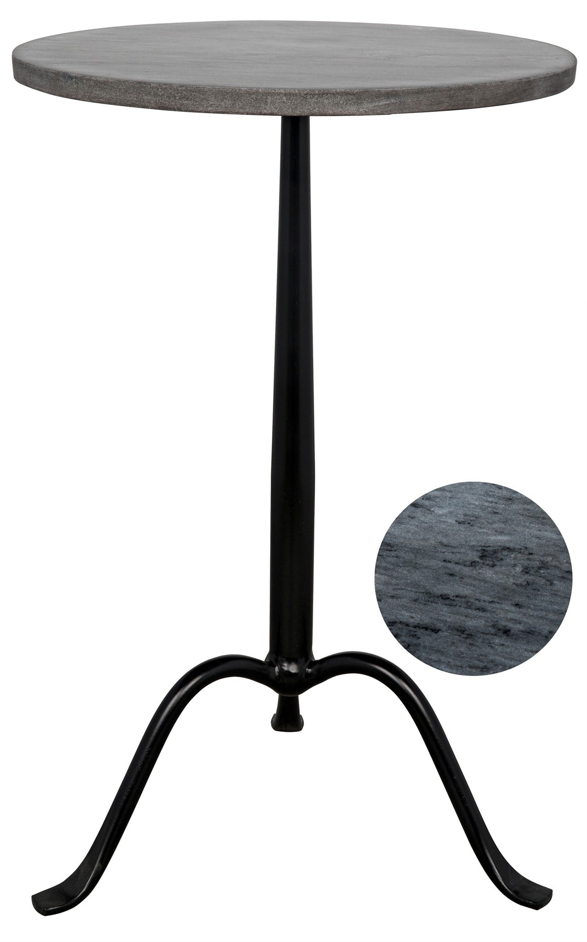 Noir Cosmopolitan Metal & Marble Side Table - Black