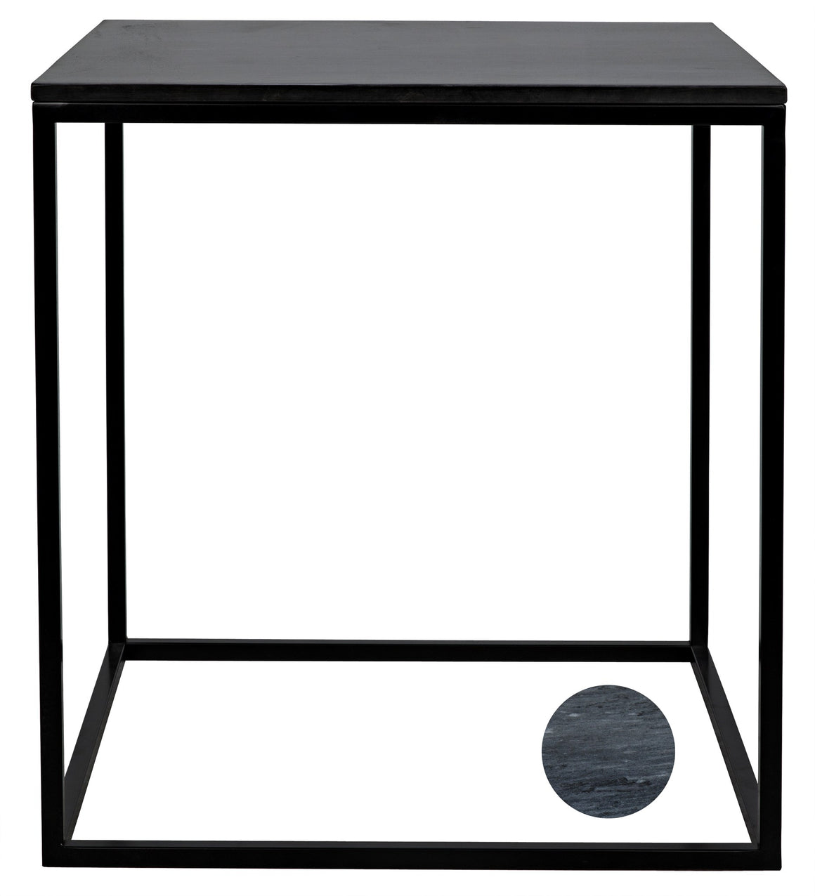 Noir Landon Square Marble Side Table - Black