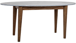 Noir Surf Oval Dark Walnut Dining Table with Stone Top