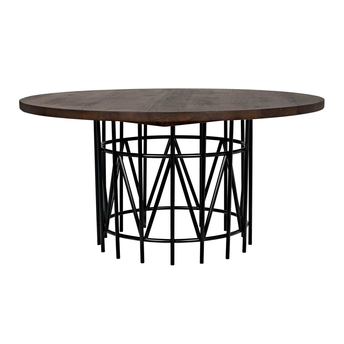 Silberman Dining Table, Dark Walnut W/Black Steel Base