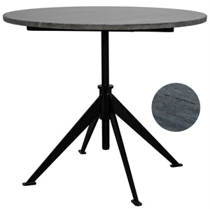 Noir Matilo Adjustable Table - Black Metal Metal Base with Marble Top