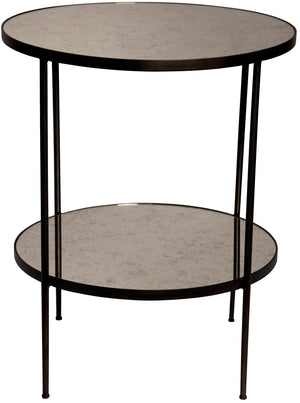 Noir Anna Side Table - Black Metal with Antique Glass
