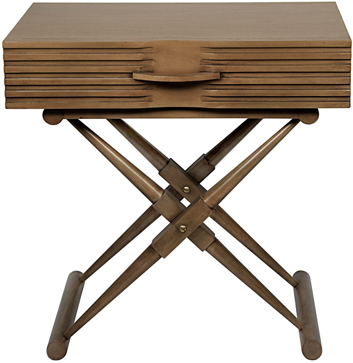 Noir Zanta Mahogany Side Table - Saddle Brown