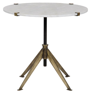 Noir Edith Adjustable Side Table - Large - Antique Brass - Metal and Quartz