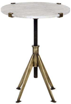 Noir Edith Adjustable Side Table - Small - Antique Brass - Metal and Quartz